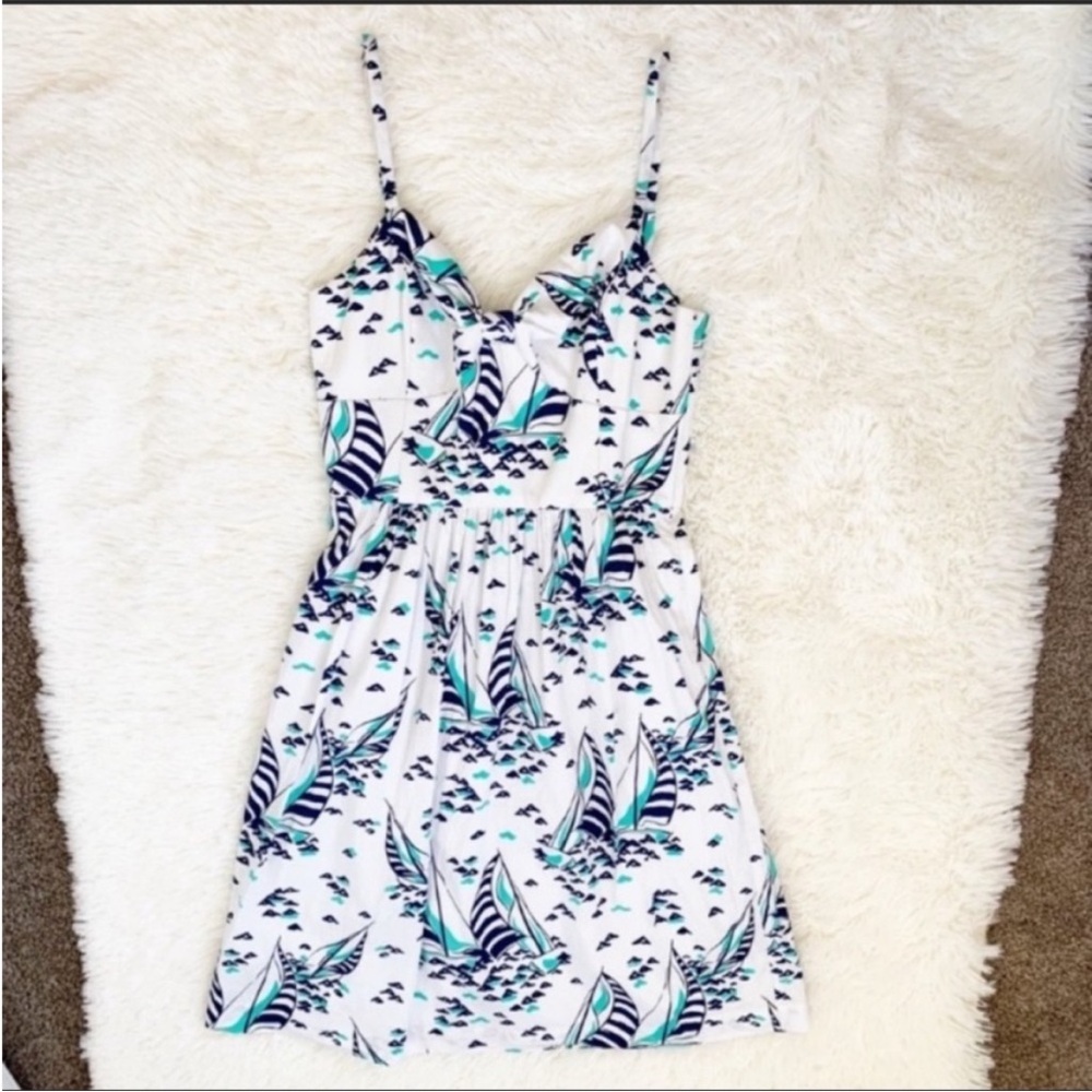Vineyard Vines Nautical Print Sailboat Fit & Flare  Sun Dress Size 0 - Picture 4 of 11